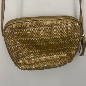 Woven Metallic Brown Crossbody Bag